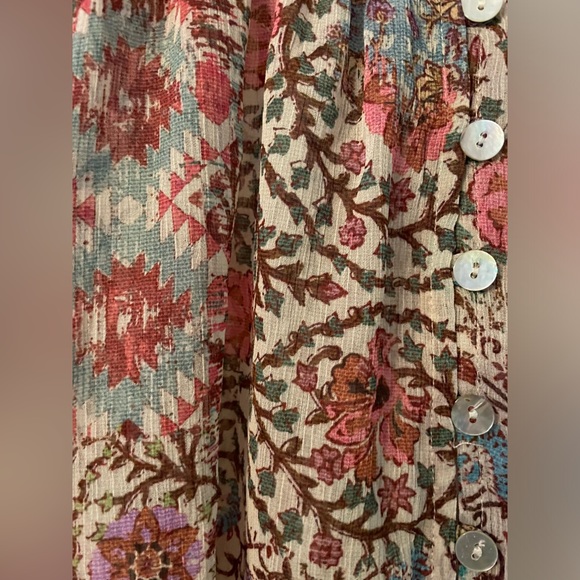 NWT Zara Sheer Floral & Geometric Print Crop Blouse Long Sleeve XL - Picture 3 of 7